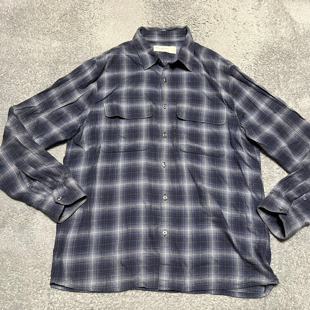Abercrombie & Fitch Shirt Mens Large Soft AF Blue Plaid Long Sleeve